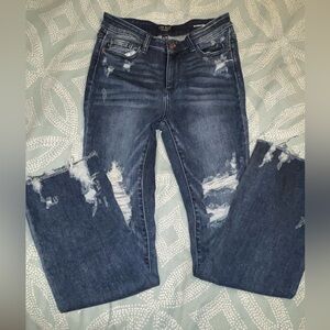 Judy Blue Dark Wash Distressed Straight Leg Jeans
